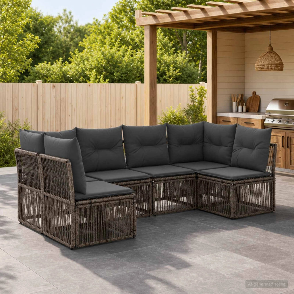 Set Divano da Giardino 6 pz Grigio polyrattan 3434159