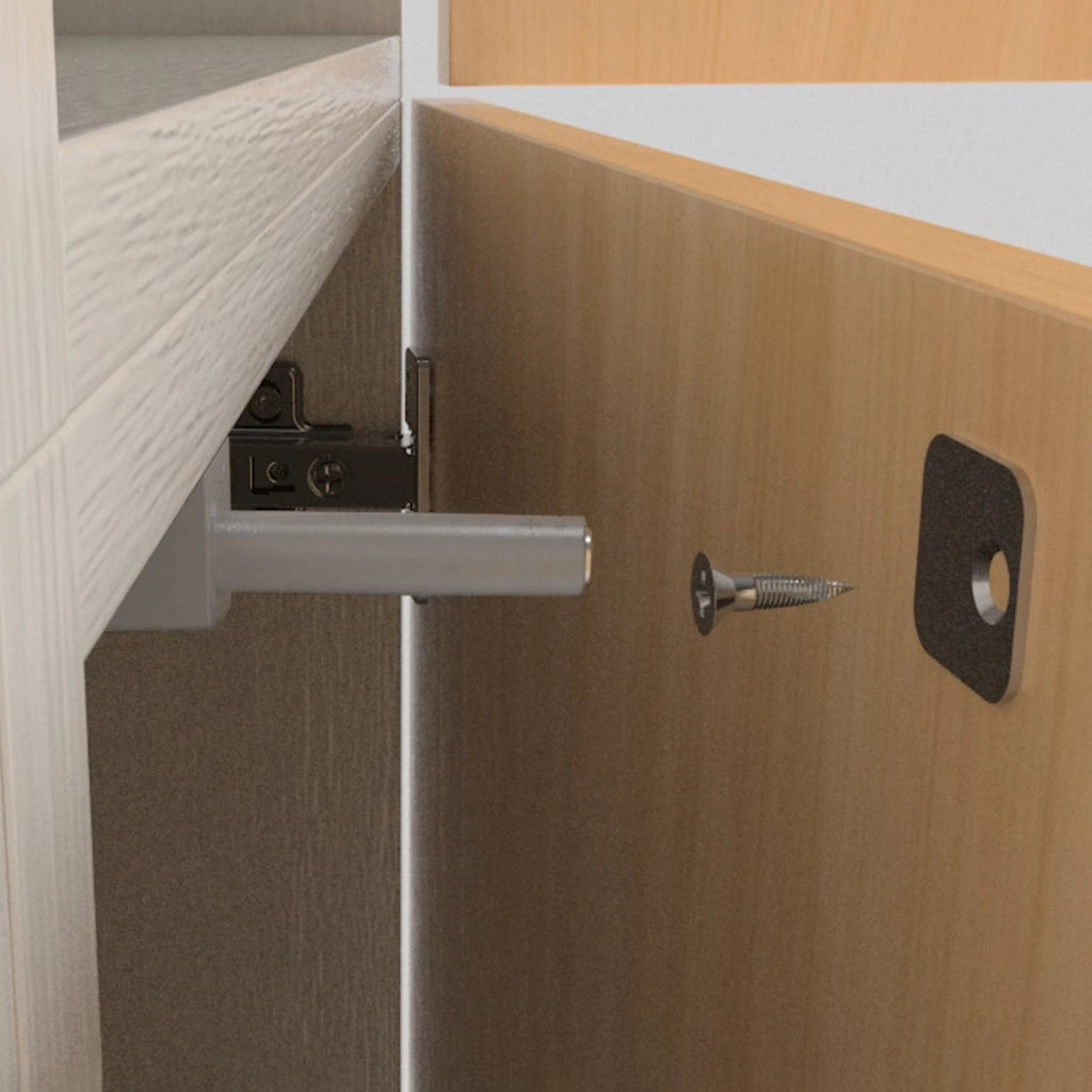 Emuca Chiudiporta Push Lite da avvitare nel mobile con regolazione, 80 mm, Magnetica, Plastica grigia, Tecnoplastica, 10 unitÃ 