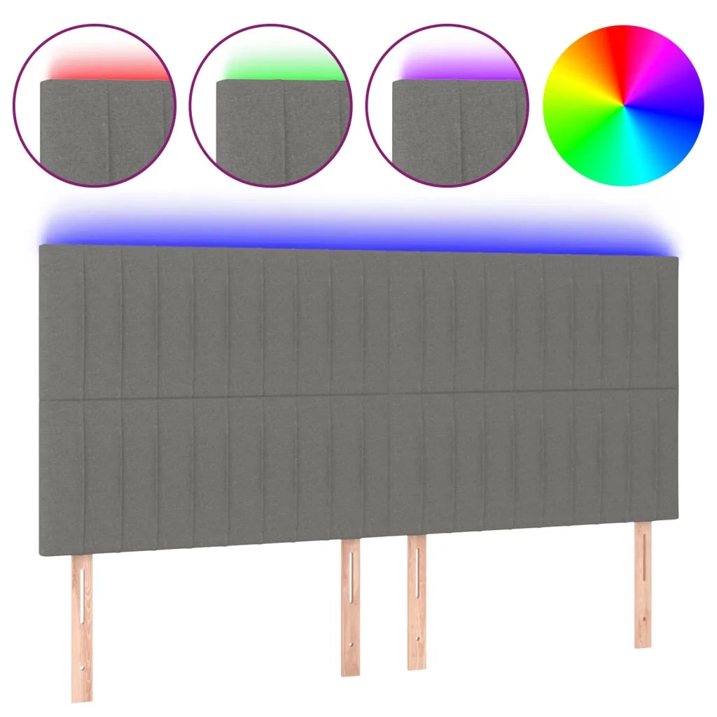 Testiera | Testata a LED GrigioScuro 160x5x118/128cm inTessuto