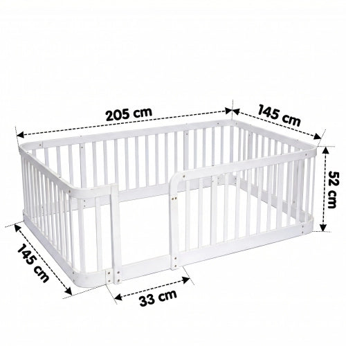 Parcogiochi modulare in legno 140x200 bianco distanza 7 cm bordi arrotondati