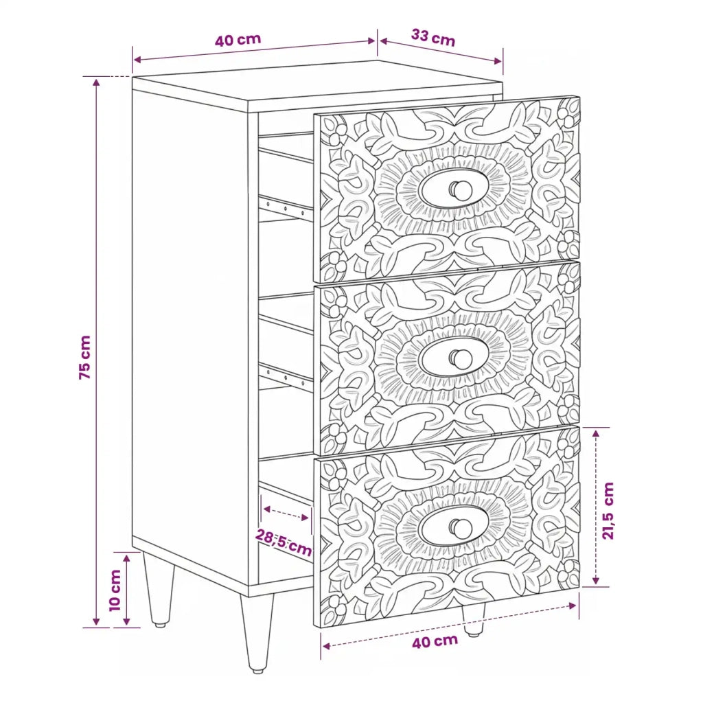 Credenza Marrone 40 x 33,5 x 75 cm Legno di mango massello 4018355