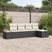 Set Divano da Giardino con cuscino 5 pcs Nero Poly Rattan 3360951