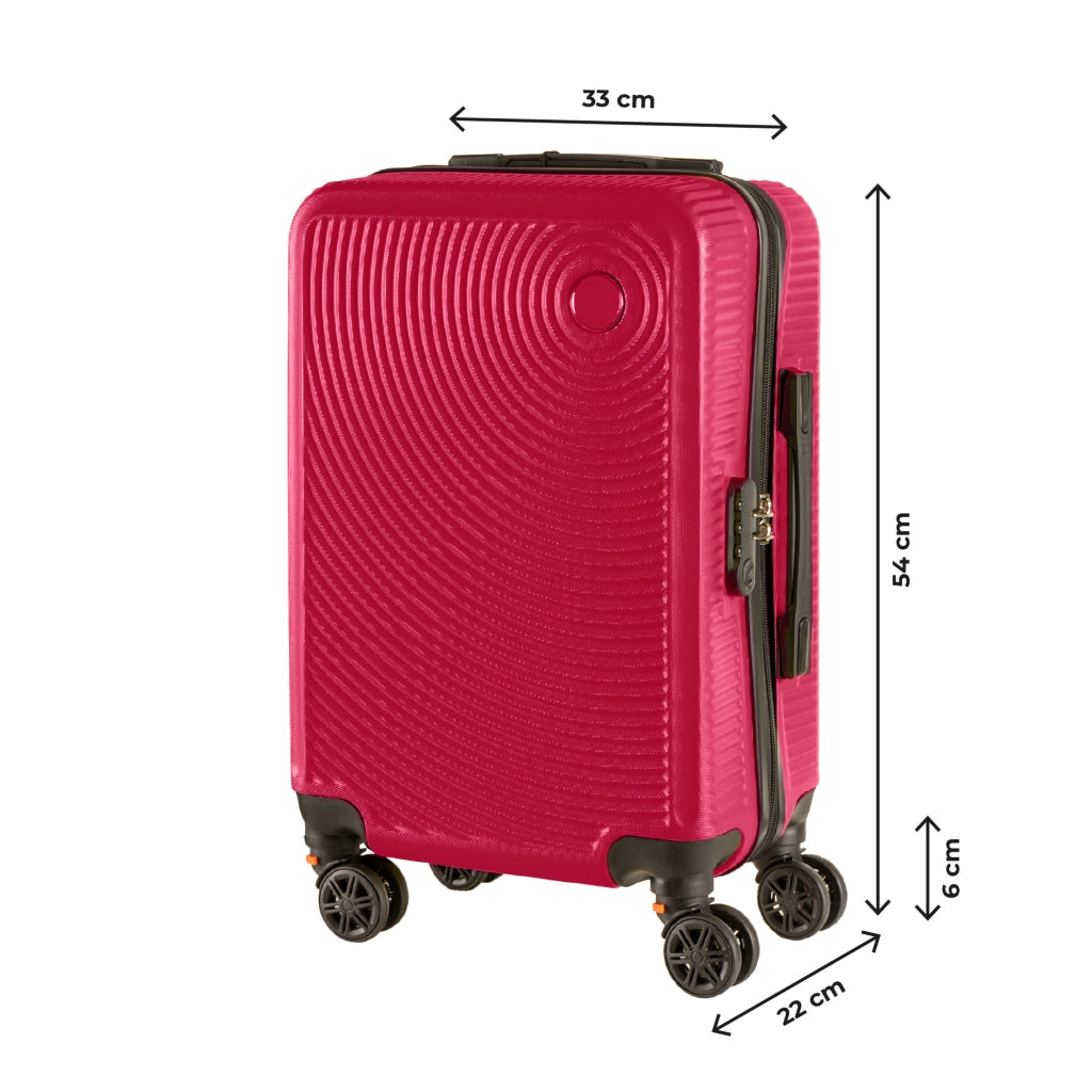 Trolley Bagaglio Mano Rigido 54x33x22 Piccolo Ultraleggero Valigia In Abs Con 4 Ruote Rimovibili Manico Chiusura Di Sicurezza Per Compagnie Low Cost Economy Zaino Da Viaggio Fuxia