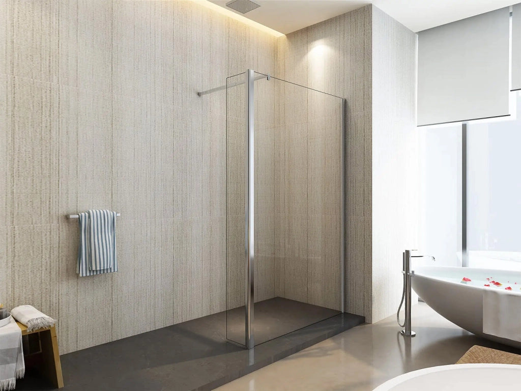 Parete Doccia Walk-In 120 cm + Antina 40 cm in Cristallo Trasparente 8mm H200