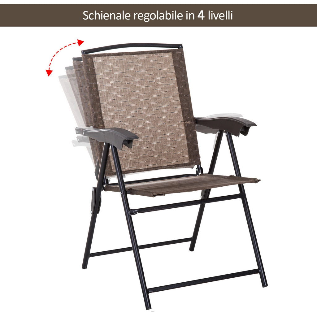 SET ARREDO PER ESTERNI CON TAVOLINO IN VETRO E SEDIE, MARRONE