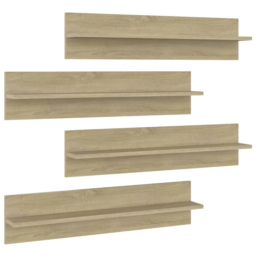 Mensole a Muro 4pz Rovere Sonoma 80x11,5x18cm Legno Multistrato 807340