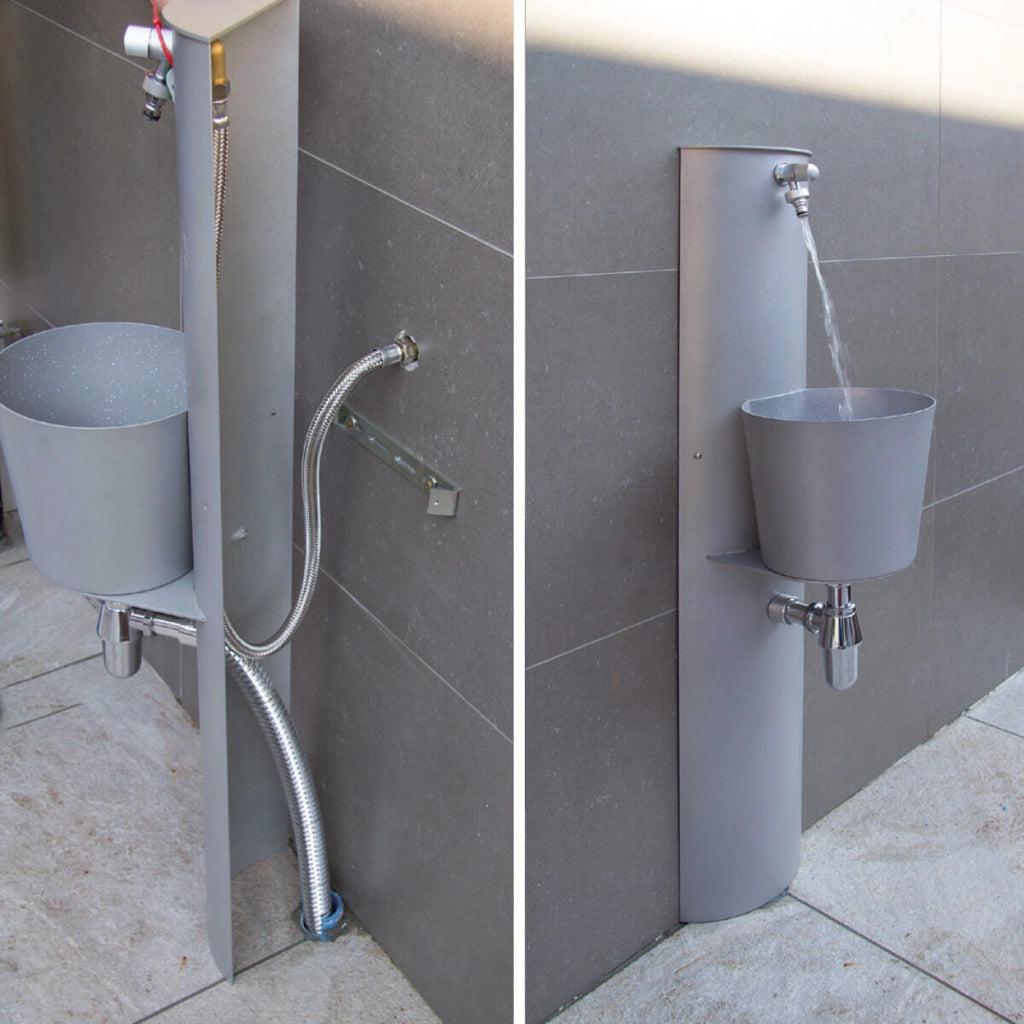 Fontana a Parete da Giardino con Rubinetto e Secchio Belfer 42/PRT Tortora