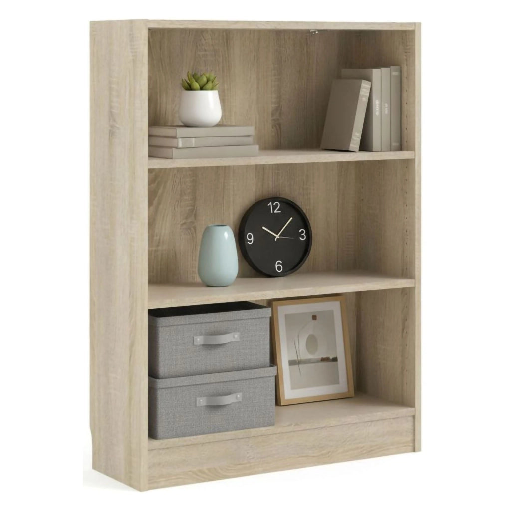 Libreria a tre Aski, colore rovere, cm 79 x 107 x 26