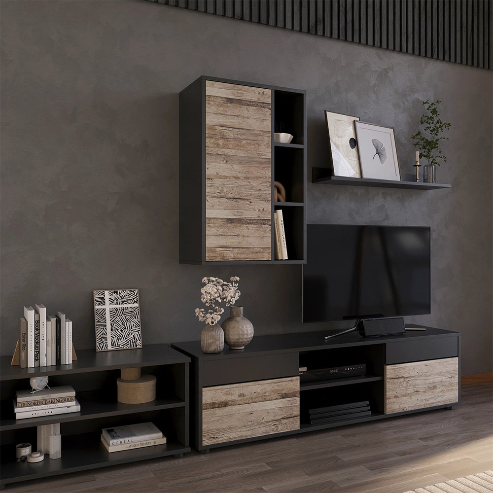 Vicco Libreria da parete Rovere nero/sabbia 50.1 x 78.4 cm con 2 scomparti chiusi
