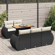Set Divano da Giardino 6 pz con Cuscini Nero in Polyrattan