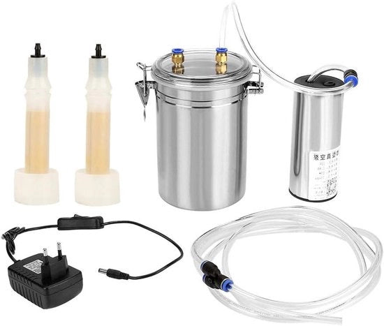 Macchina per la mungitura elettrica 2L in acciaio inossidabile per bovini e capre - Portatile e efficiente - Attrezzatura per la mungitura per fattorie e allevamento - Articoli domestici per l'allevamento del bestiame (presa di corrente EU)