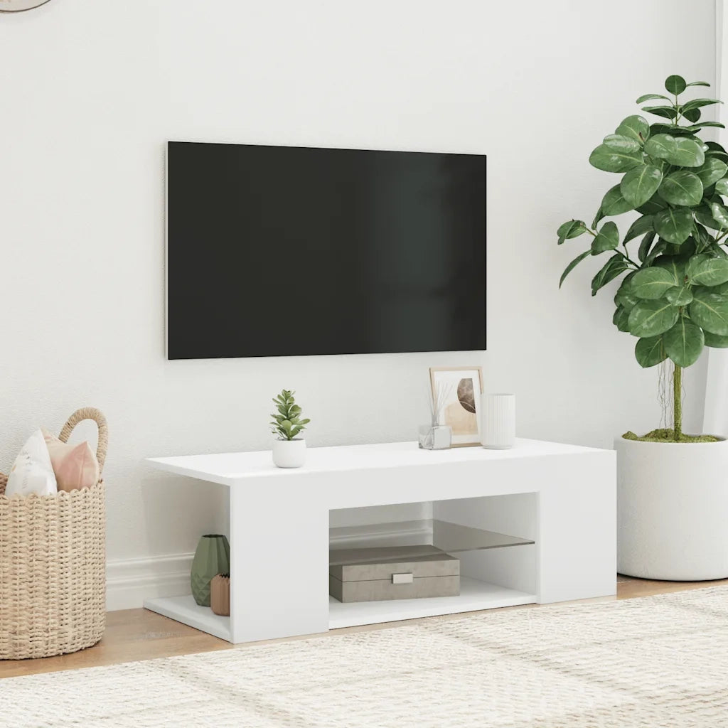 Mobile Porta TV con Luci LED-Mobile per TV-Credenza TV Bianco 90x39x30 cm