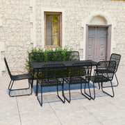 Set da Pranzo da Giardino 9 pz in Polyrattan e Vetro cod mxl 41553
