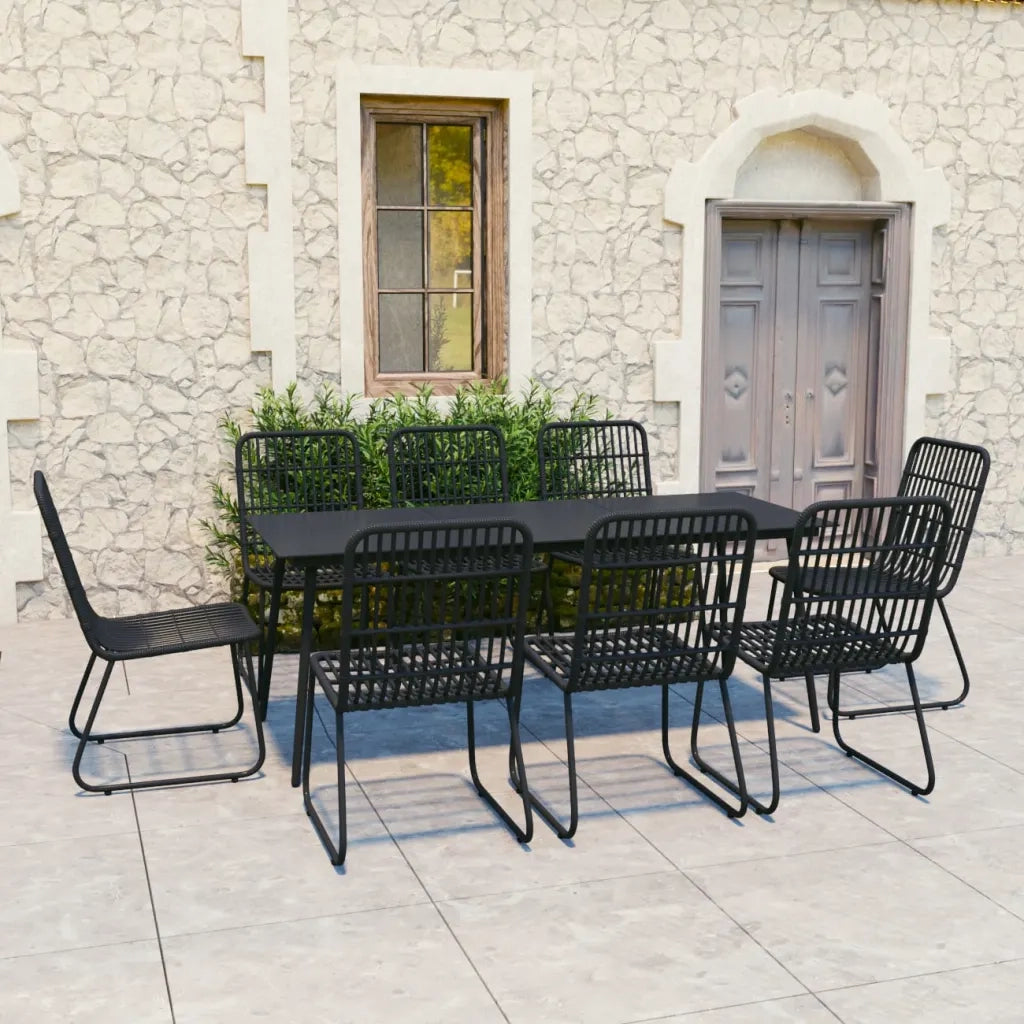 Set da Pranzo da Giardino 9 pz in Polyrattan e Vetro cod mxl 41553