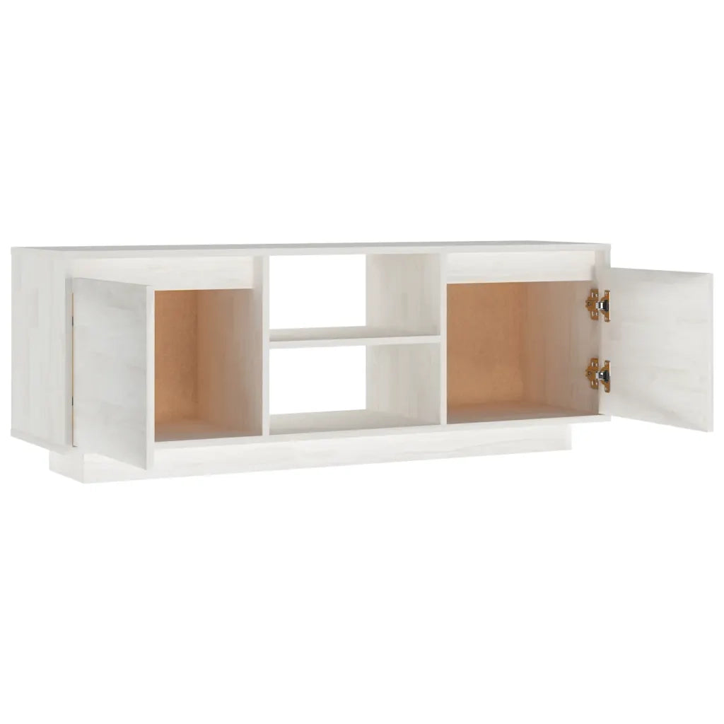 Mobile Porta TV Bianco 110x30x40 cm in Legno Massello di Pino 809901