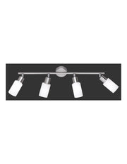 Lampada Soffitto Nichel 4 Faretti Spot Orientabili Paralume Vetro Mars Trio Lighting