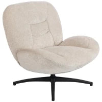 Poltrona imbottita girevole, rivestita in tessuto, con base in acciaio, Bianco crema