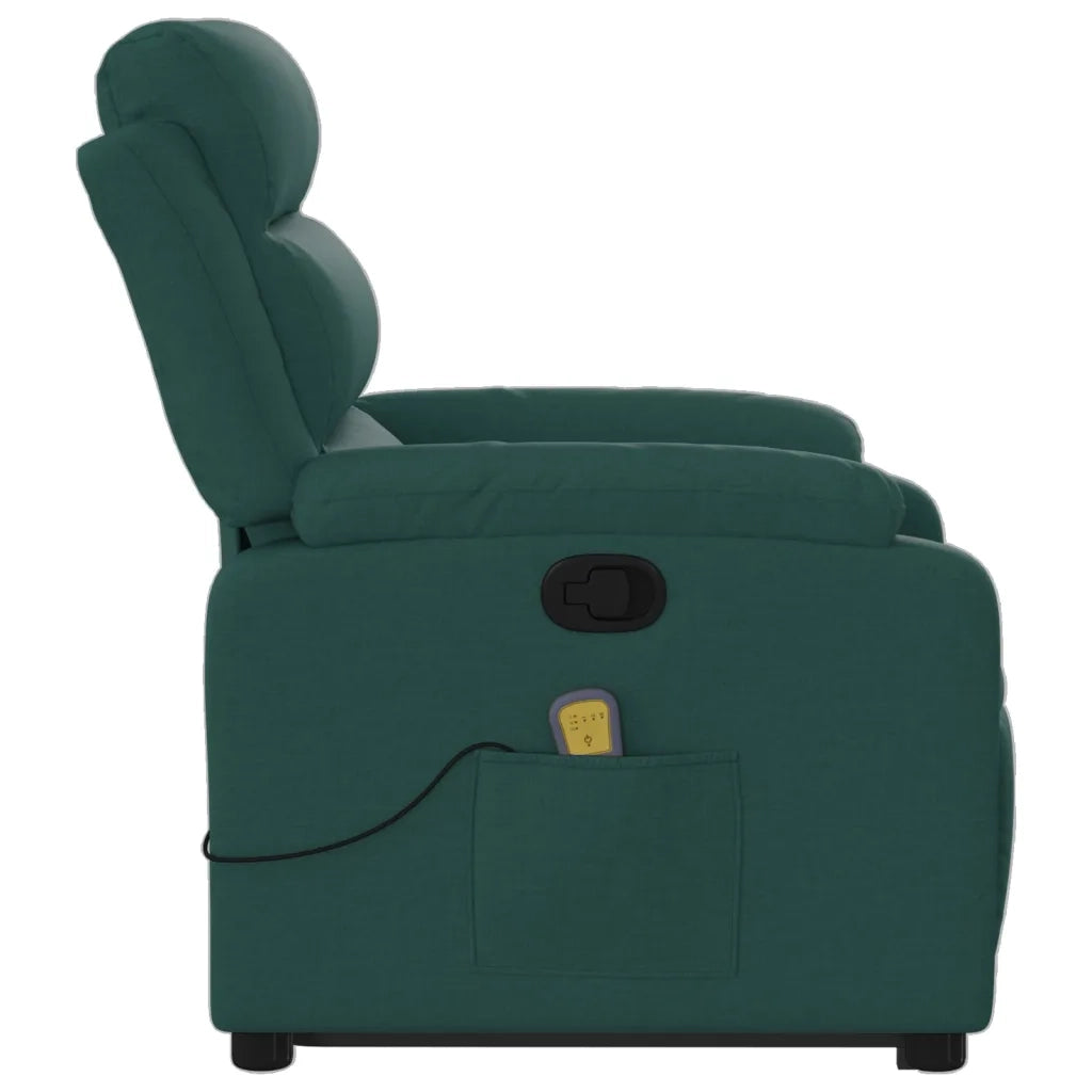 Poltrona Alzapersona Massaggiante Verde Scuro in Tessuto 3204998