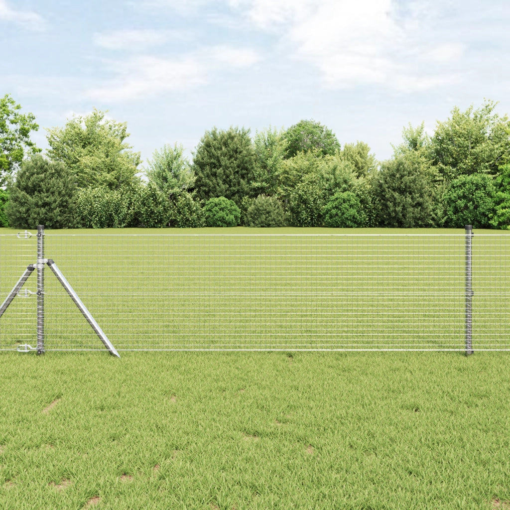 Recinzione in Filo Saldato con 7 Pali 0.8x10 m Acciaio Galvanizzato