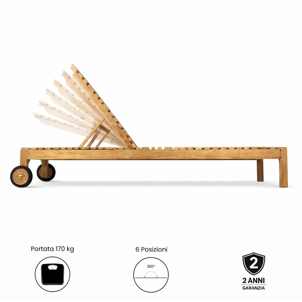 Lettino Prendisole con Schienale Regolabile in Legno Teak – Elafonisi