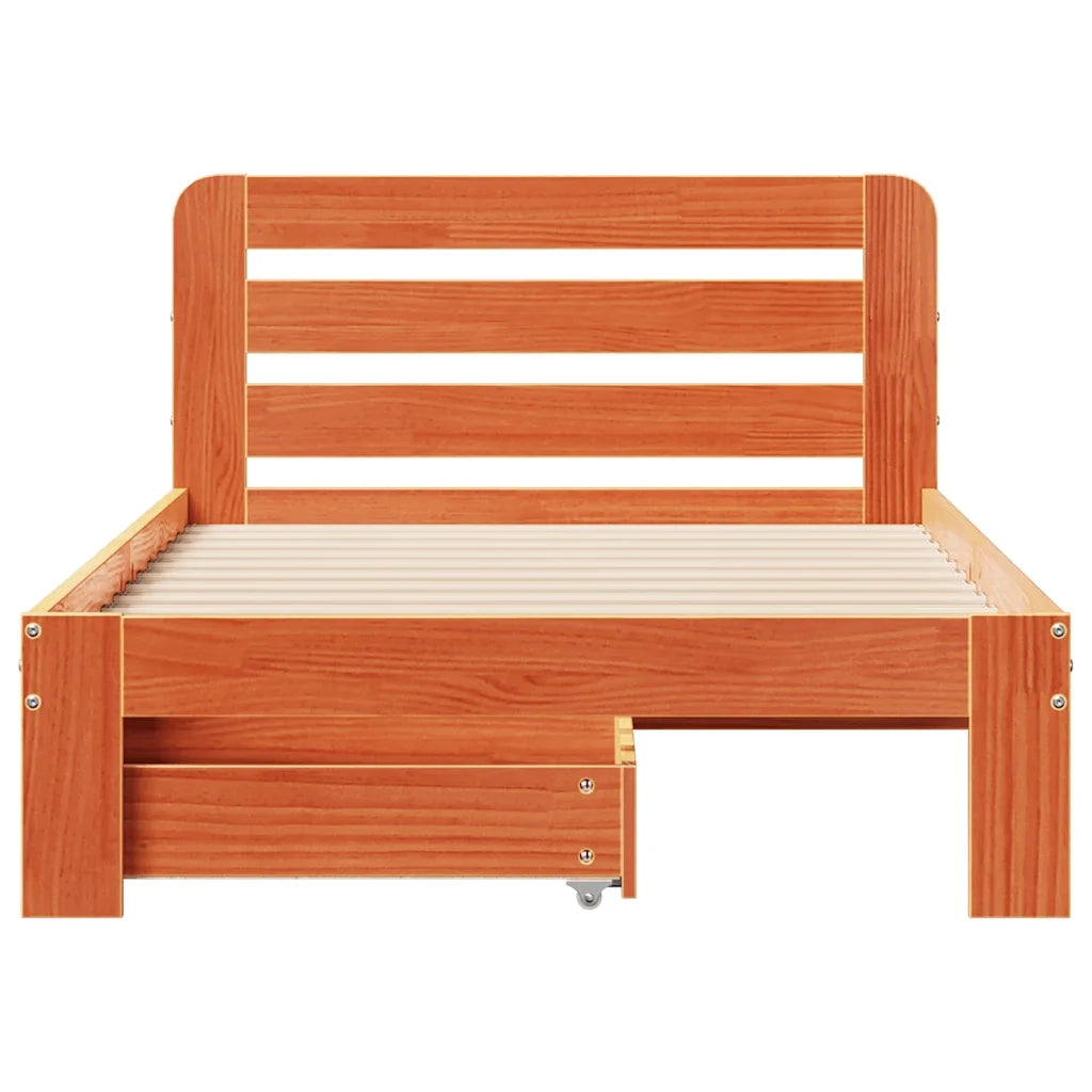Letto senza Materasso Marrone Cera 90x190 cm in Legno di Pino 3309865