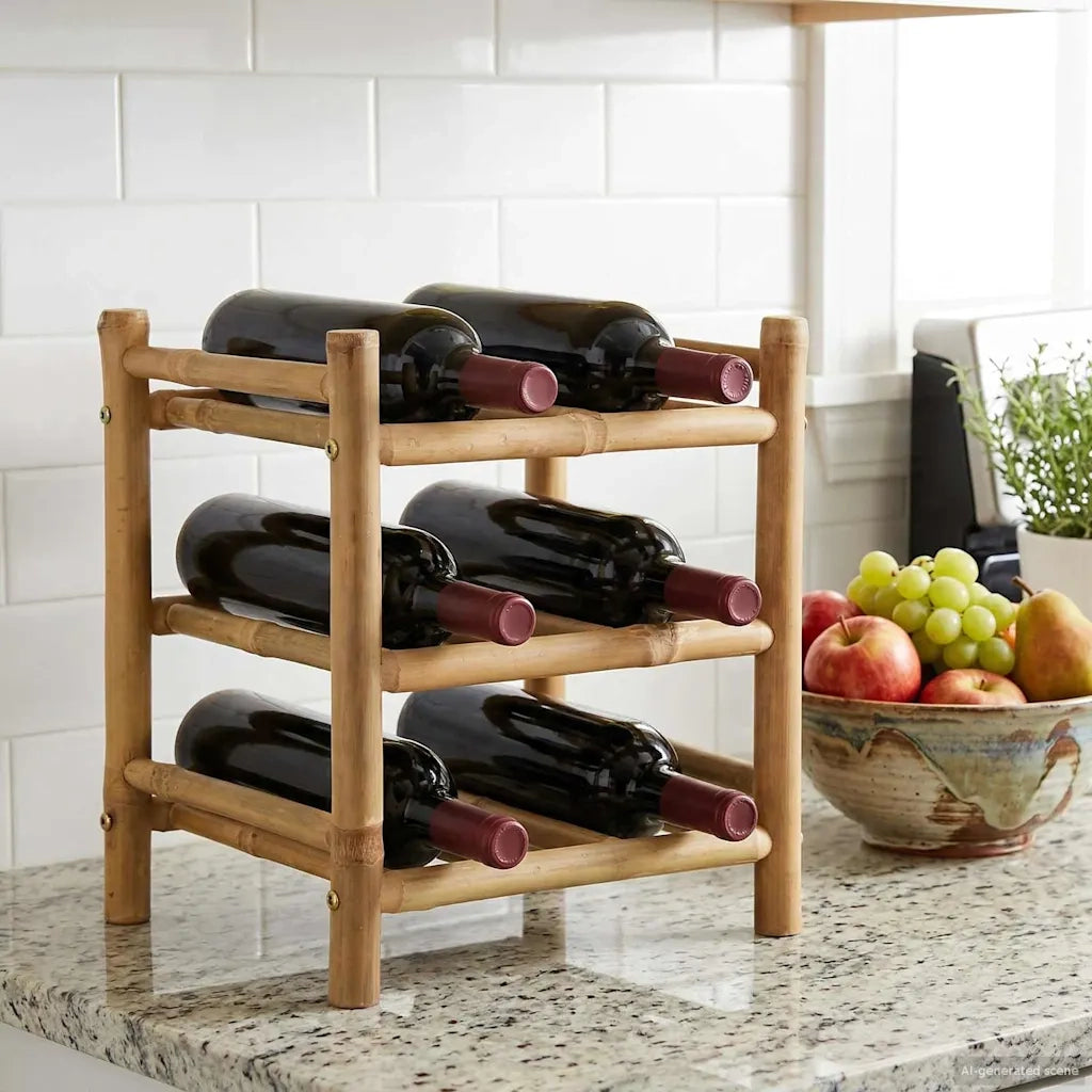 Portabottiglie Naturale 32,5 x 29,5 x 36 cm Bambù 42028069