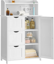 VASAGLE 100 cm di Altezza Mobile Bagno, Mobiletto Bagno con Multipresa, 3 Cassetti, 1 Anta, 2 Ripiani Regolabili, Armadietto per Sala da Pranzo, Cucina, Soggiorno, Bianco Nuvola BBC775W03