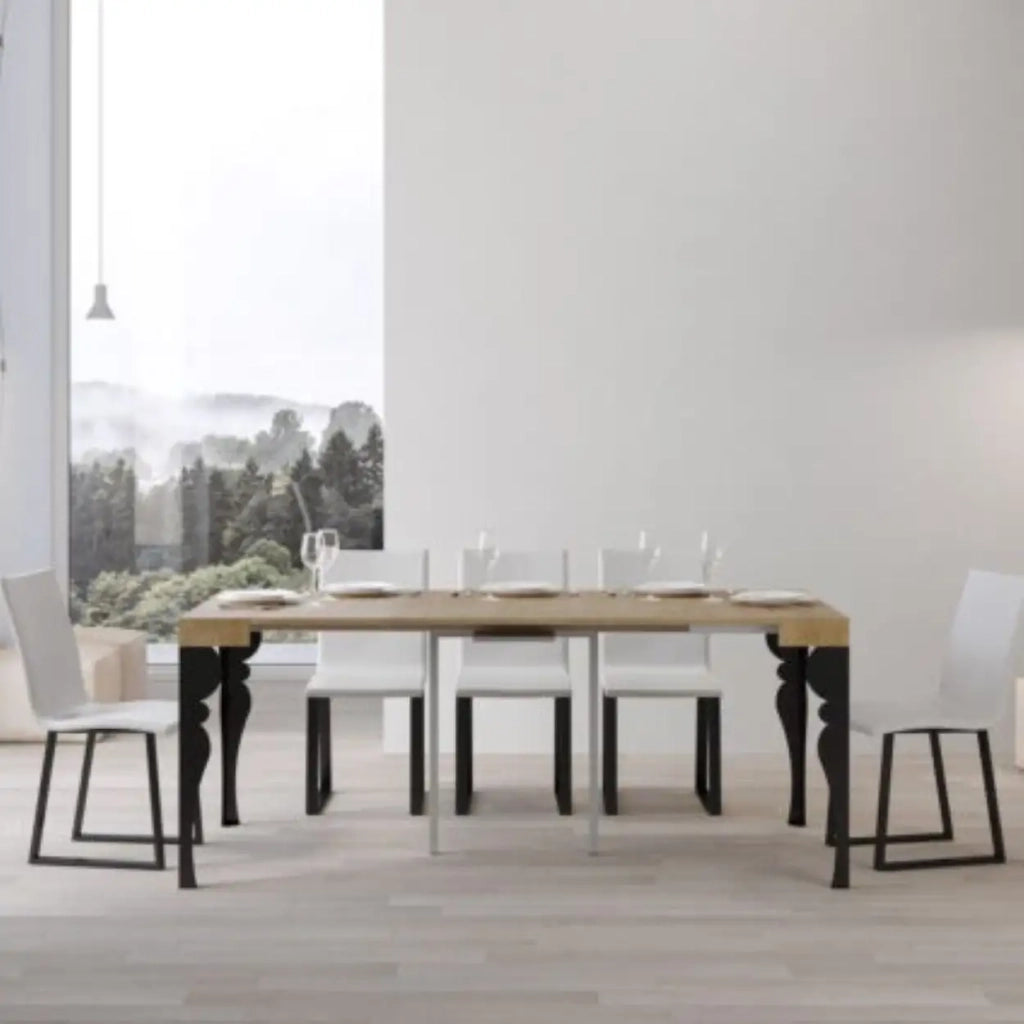 Consolle allungabile 90x40/300 cm Paxon quercia natura gambe antracite