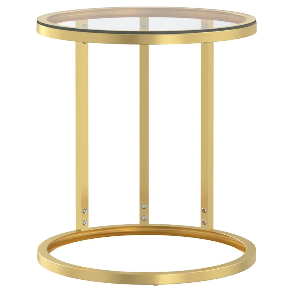 vidaXL Tavolino Oro e Trasparente 45 cm in Vetro Temperato