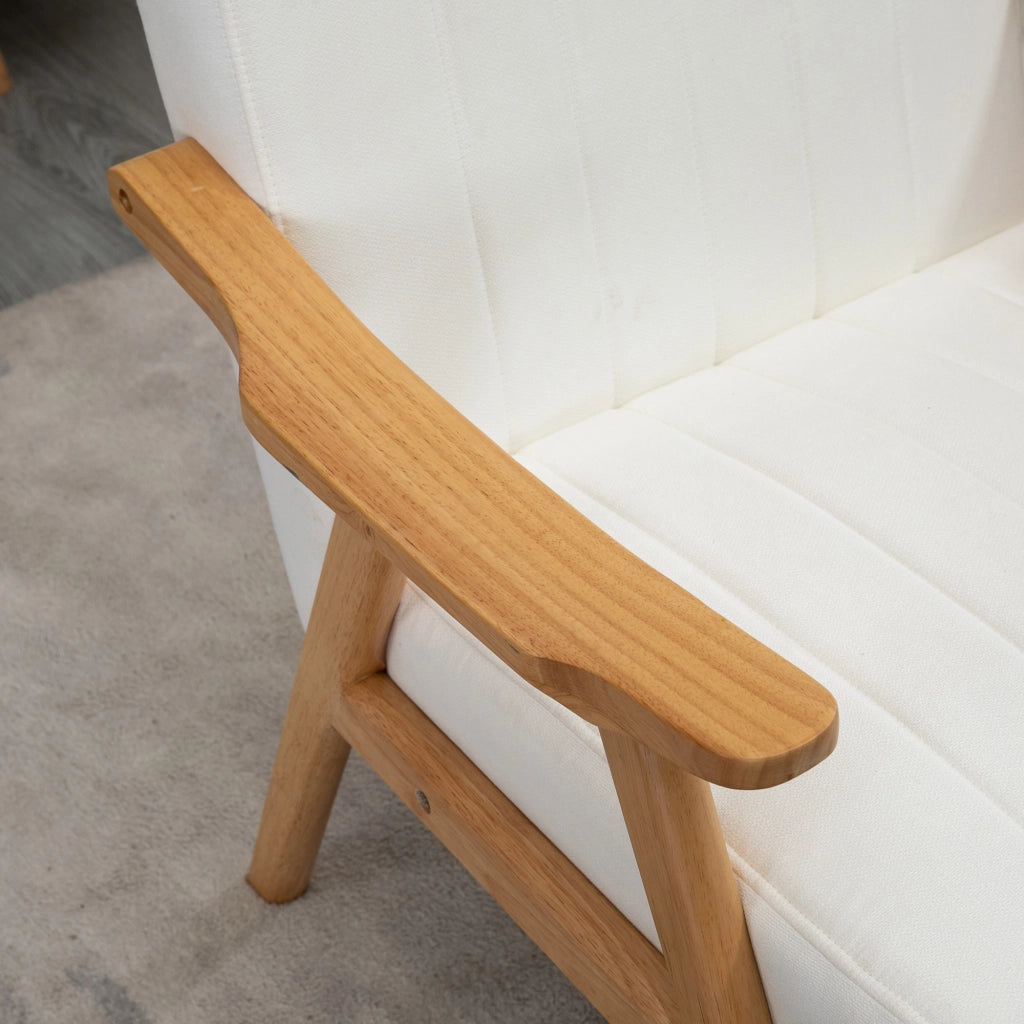 POLTRONA Lounge stile Skandi 68x74x82 cm in legno, bianco crema