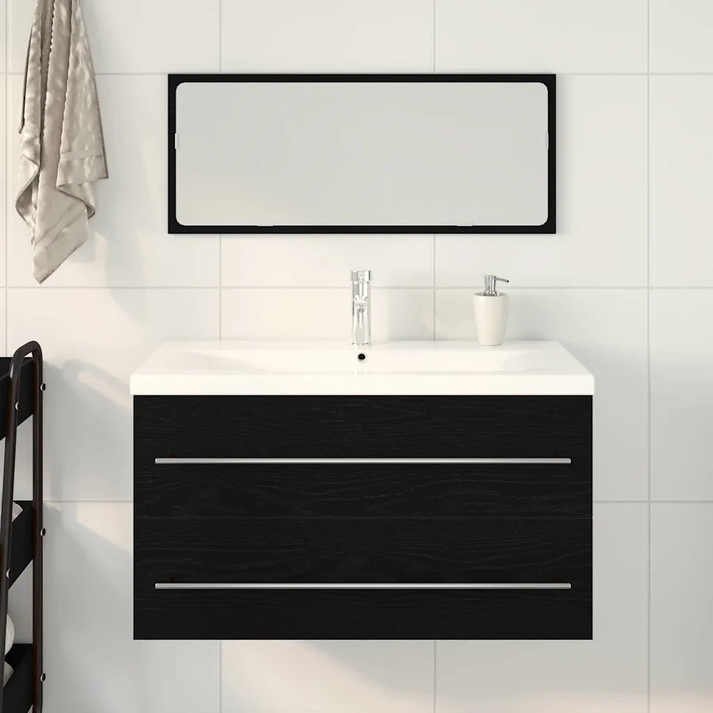 Armadio per Lavabo da Bagno con cassetto 3 pcs Rovere Nero 3333134