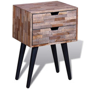 Comodino comodino cassettiera mobile da camera da letto con 2 cassetti legno di teak riciclato 1402126