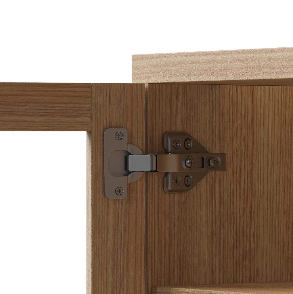 Credenza alta 140x38.5x180 cm con LED RGB controllato da app in MDF e metallo naturale