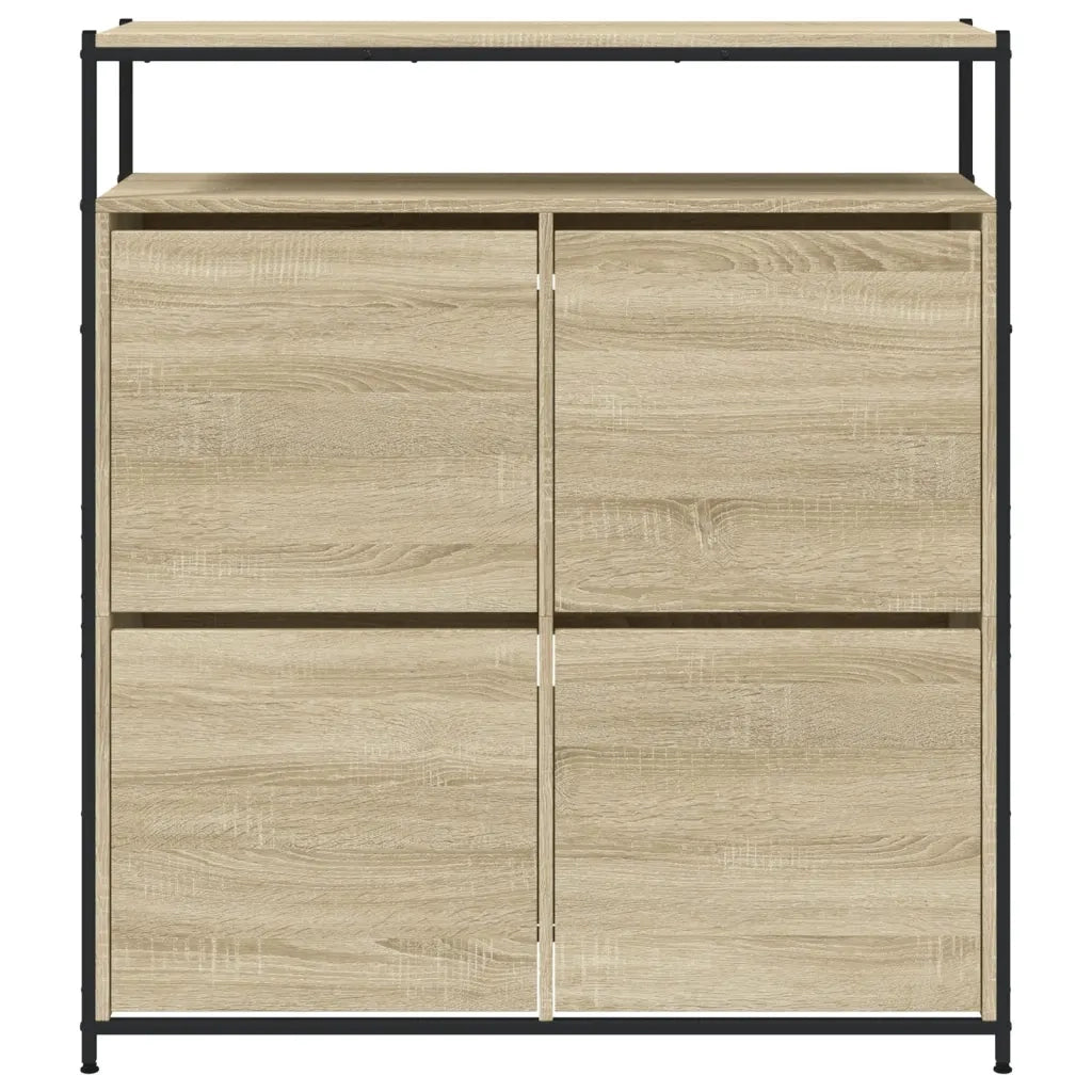 Scarpiera 4 Cassetti Ribaltabili-Scaffale per scarpe Rovere Sonoma 100x34x112 cm