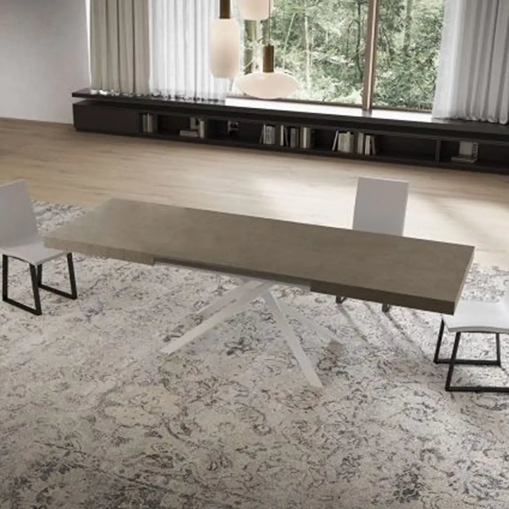 Tavolo allungabile 160/244x80 cm Niket tortora gambe bianche