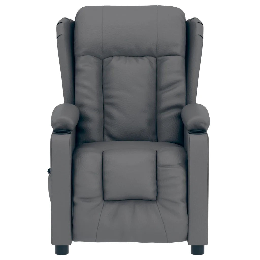 Poltrona Reclinabile Elettrica Grigia in Similpelle 3098805