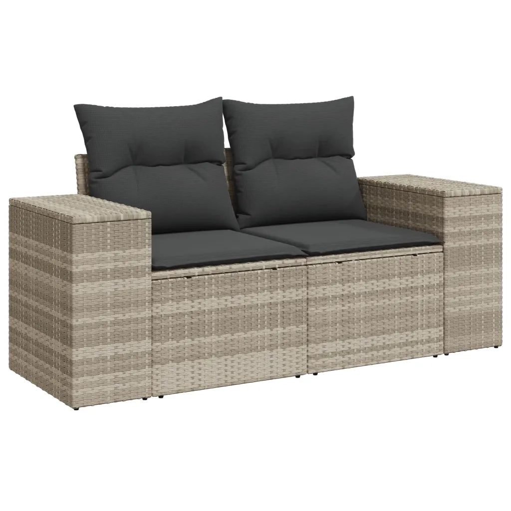 Set Divani da Giardino 7pz con Cuscini Grigio Chiaro Polyrattan 3269312