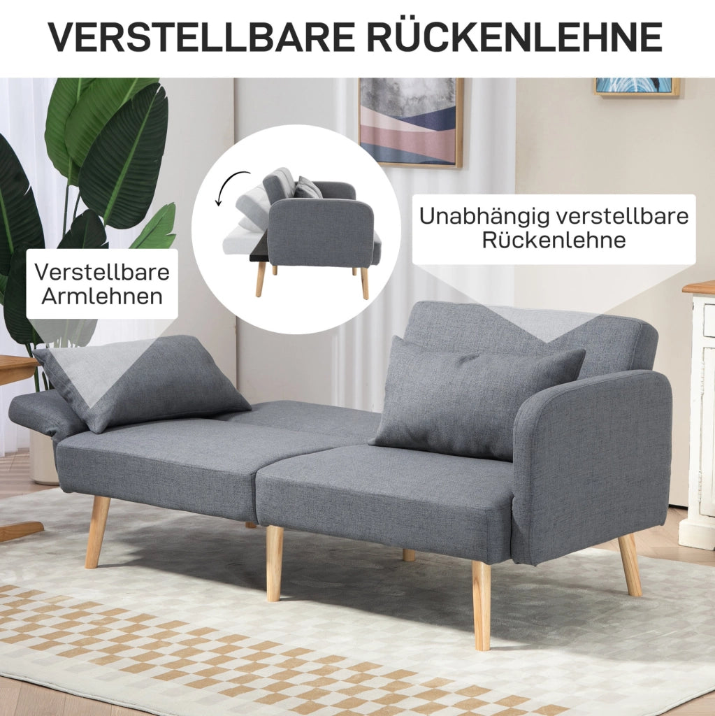 Divano letto 3 posti grigio con schienale regolabile 170 cm