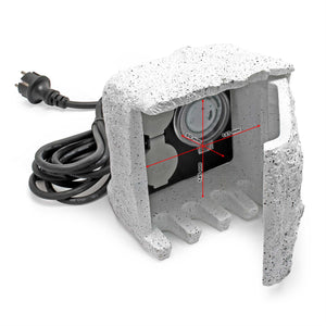 Presa multipla con timer, effetto pietra, Multipresa per esterno con 2 prese, protezione IP44
