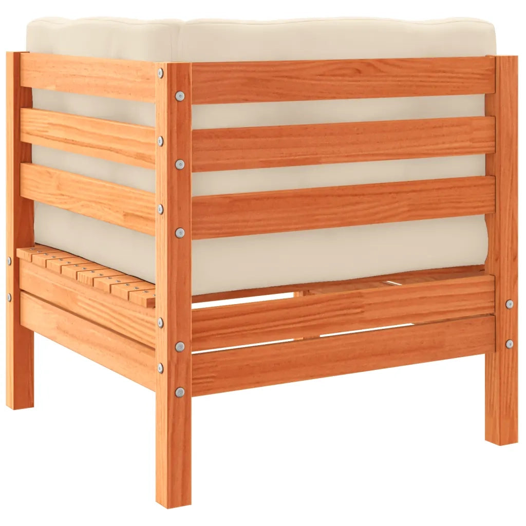Set Divani Giardino 3 pz con Cuscini Marrone Cera Massello Pino 3299272
