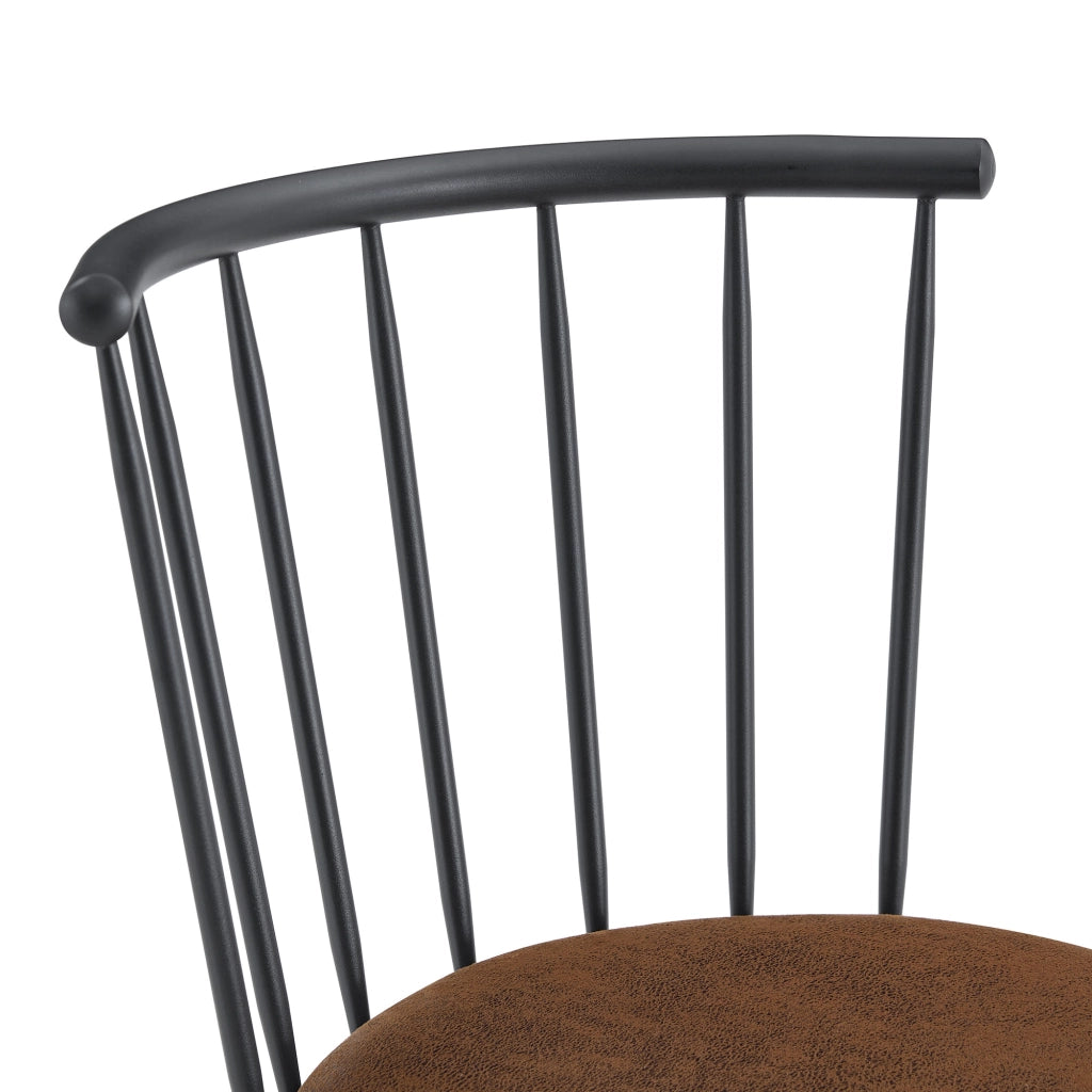 Sgabello da bar Windsor con seduta imbottita e poggiapiedi in tessuto marrone 73 × 45.5 × 45 cm