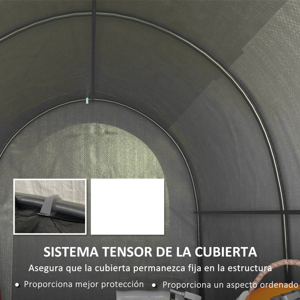 Tenda da giardino per biciclette ¨C zephmum ¨C 2.4x1.6x1.9 m grigio chiaro acciaio