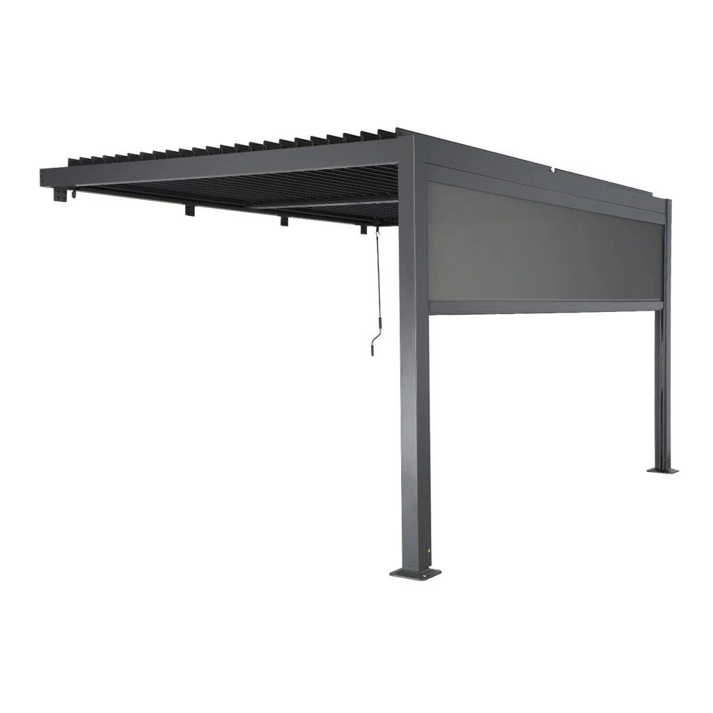 Pergola bioclimatica in alluminio addossata 4x3m + 1 tenda 4m ,