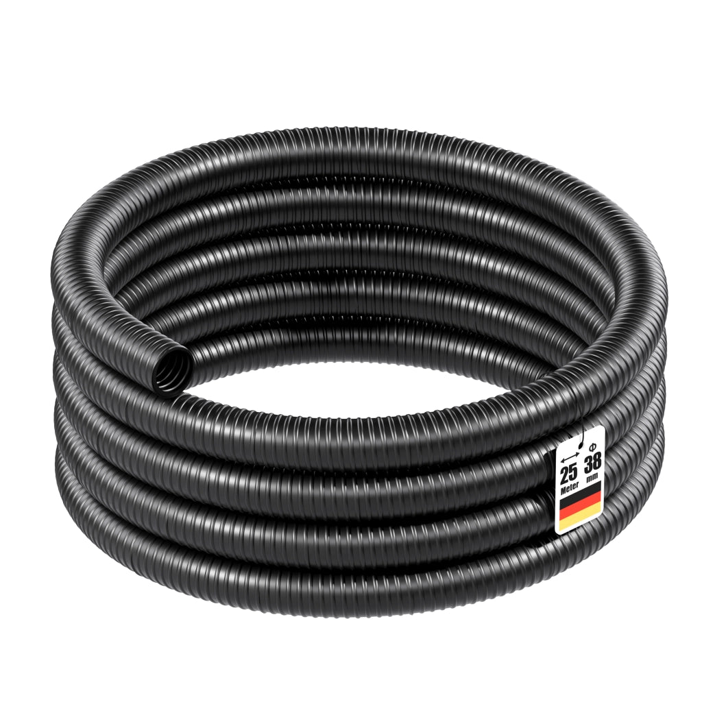 Tubo per laghetti a spirale spiralato per aspirazione 25 m 38 mm (1 1/2") nero