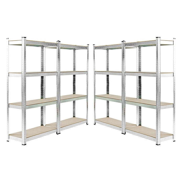 KIT 4 Scaffali in MDF Zincato 4 Ripiani: 75x30x150cm Portata 400KG (100kg a Ripiano)