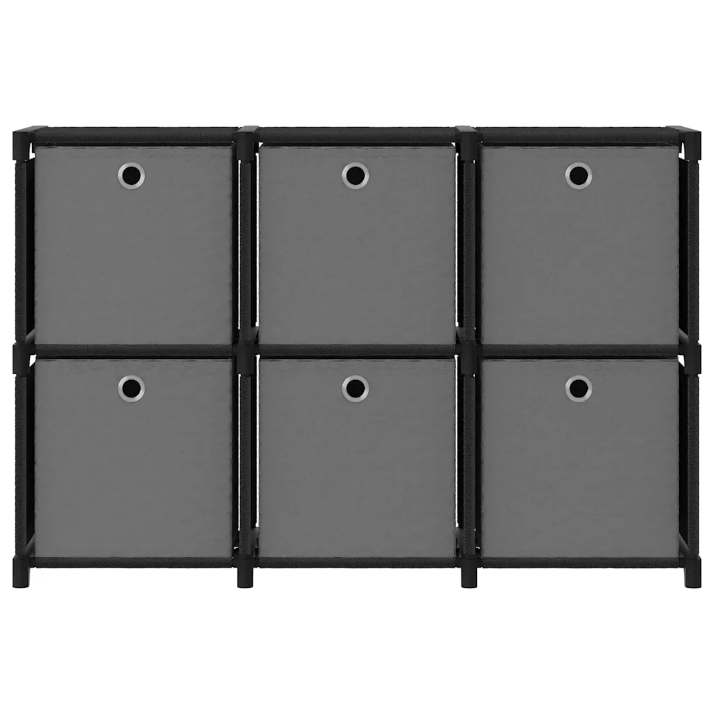 Mobile con 6 Scatole a Cubo Nero 103x30x72,5 cm in Tessuto CFW5187454