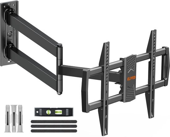 Muurbeugel per TV con braccio inclinabile extra lungo 813 mm per la maggior parte delle TV da 37 a 75 pollici fino a 45 kg, inclinabile, girevole e rotabile, compatibile con VESA 600 x 400 mm EV1036
