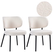 Set di 2 sedie da pranzo in ecopelle bianco sporco con gambe in ferro nero, senza braccioli con coprigambe design moderno minimalista sala da pranzo