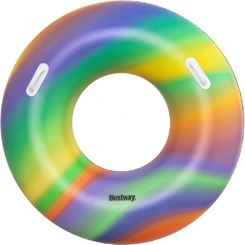 Trade Shop - Salvagente Fashion Rainbow Stampa Multicolore 119 Cm Con Maniglie Piscina 36352 -