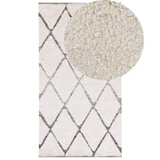 Tappeto in cotone beige e grigio 800 x 150 cm Rettangolare motivo geometrico invecchiato intrecciato a mano